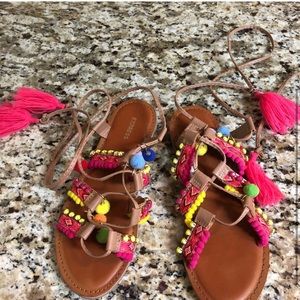 Colorful Pom Pom Sandals